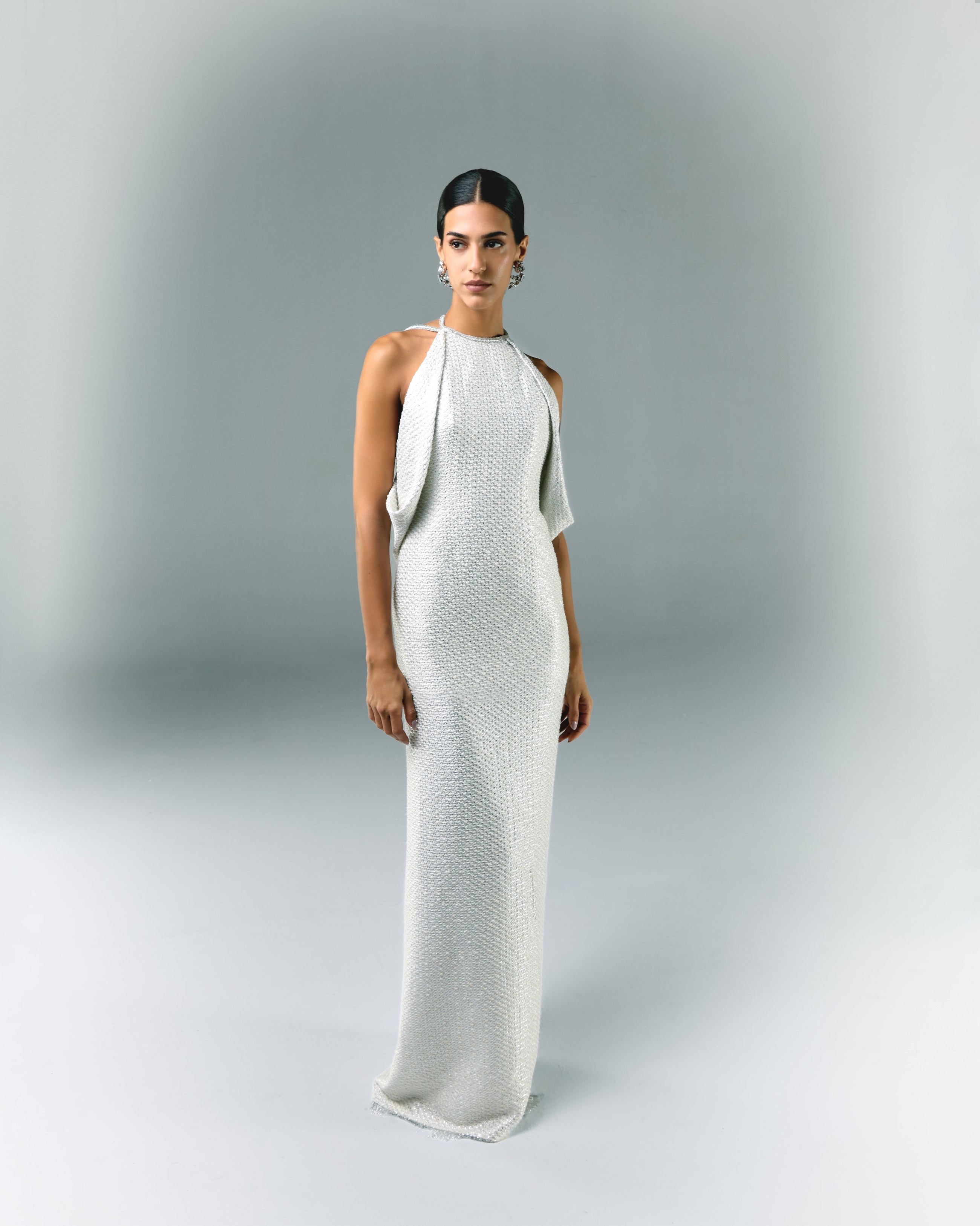 Long Tweed Dress With Embroidery Detail Long Tweed Dress With Embroidery Detail