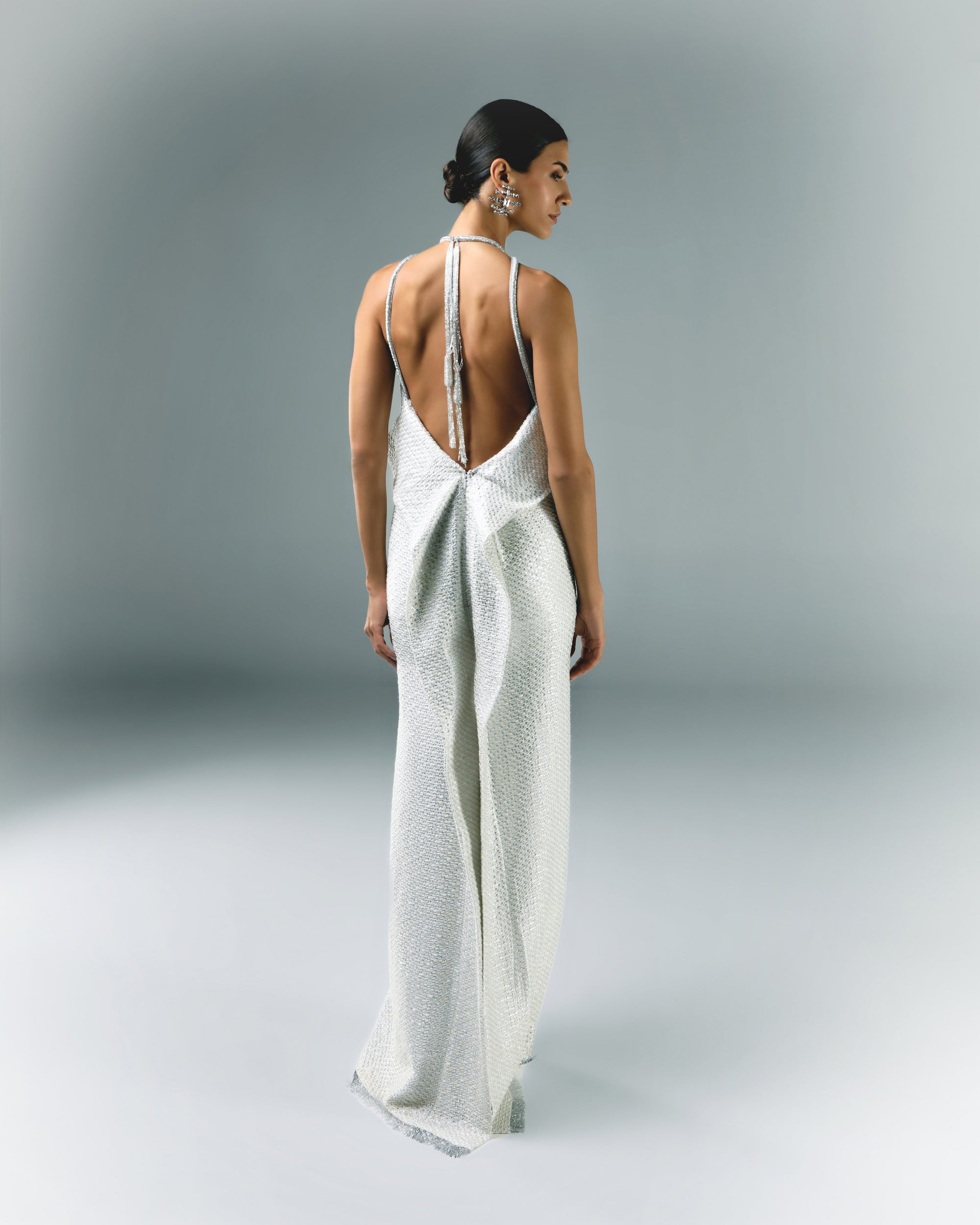 Long Tweed Dress With Embroidery Detail Long Tweed Dress With Embroidery Detail