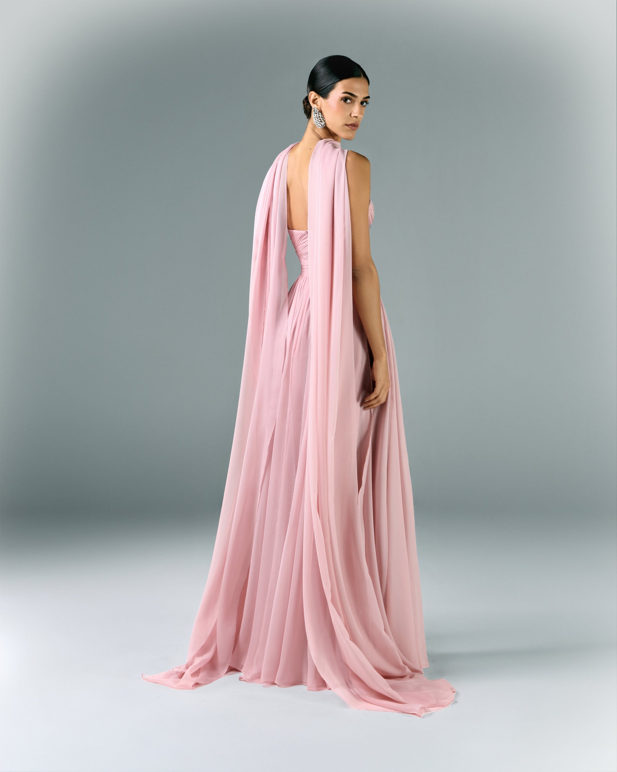 Muslin Draped Dress With Scarf Muslin Draped Dress With Scarf