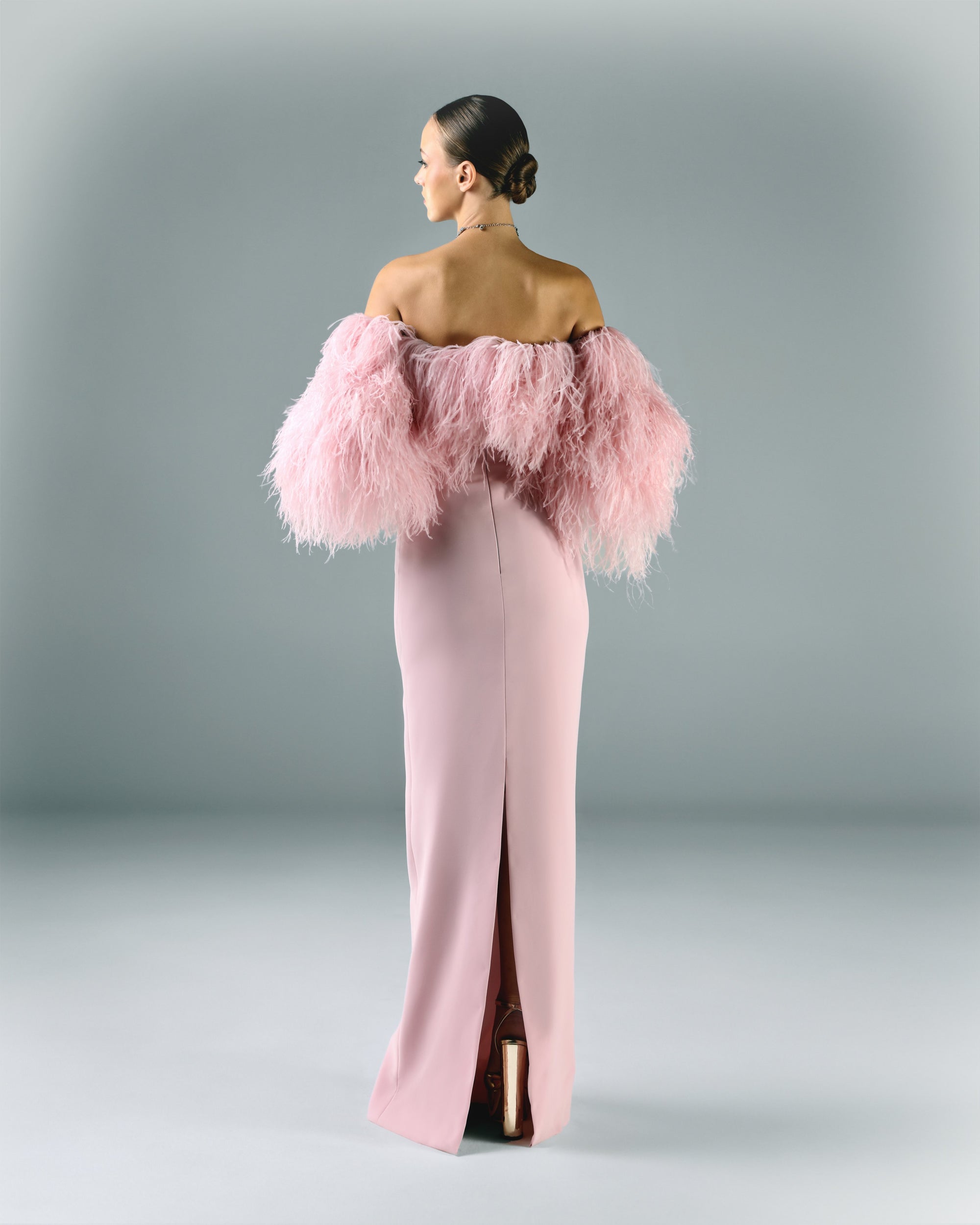crepe off shoulder dress Off Shoulder Slit Bridal Gown by Adrianna Papell 45015