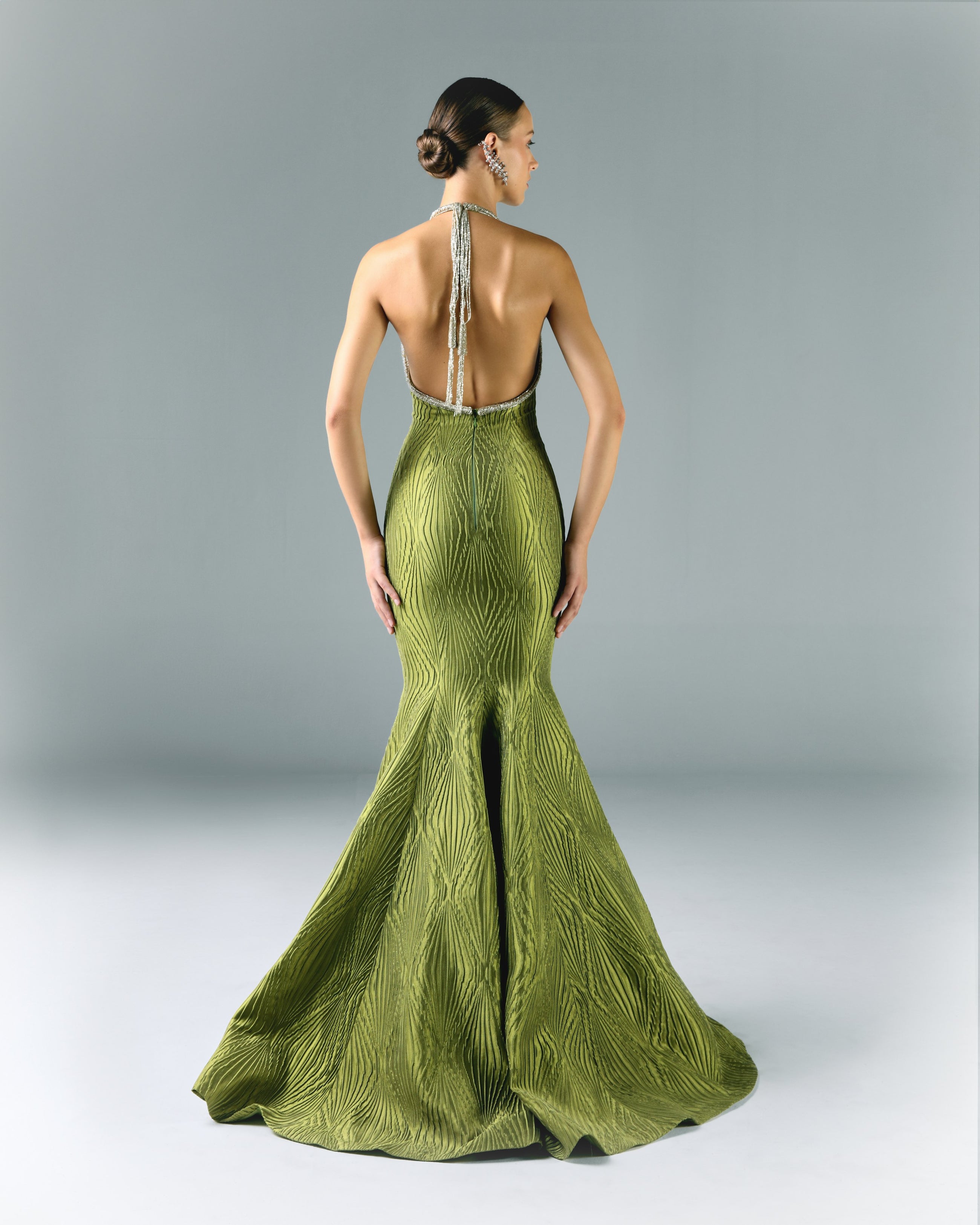 Long Brocade Dress with Embroidered Border 34 Long Brocade Dress with Embroidered Border 34