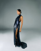 Long Sequins Dress With Drapes On The Side