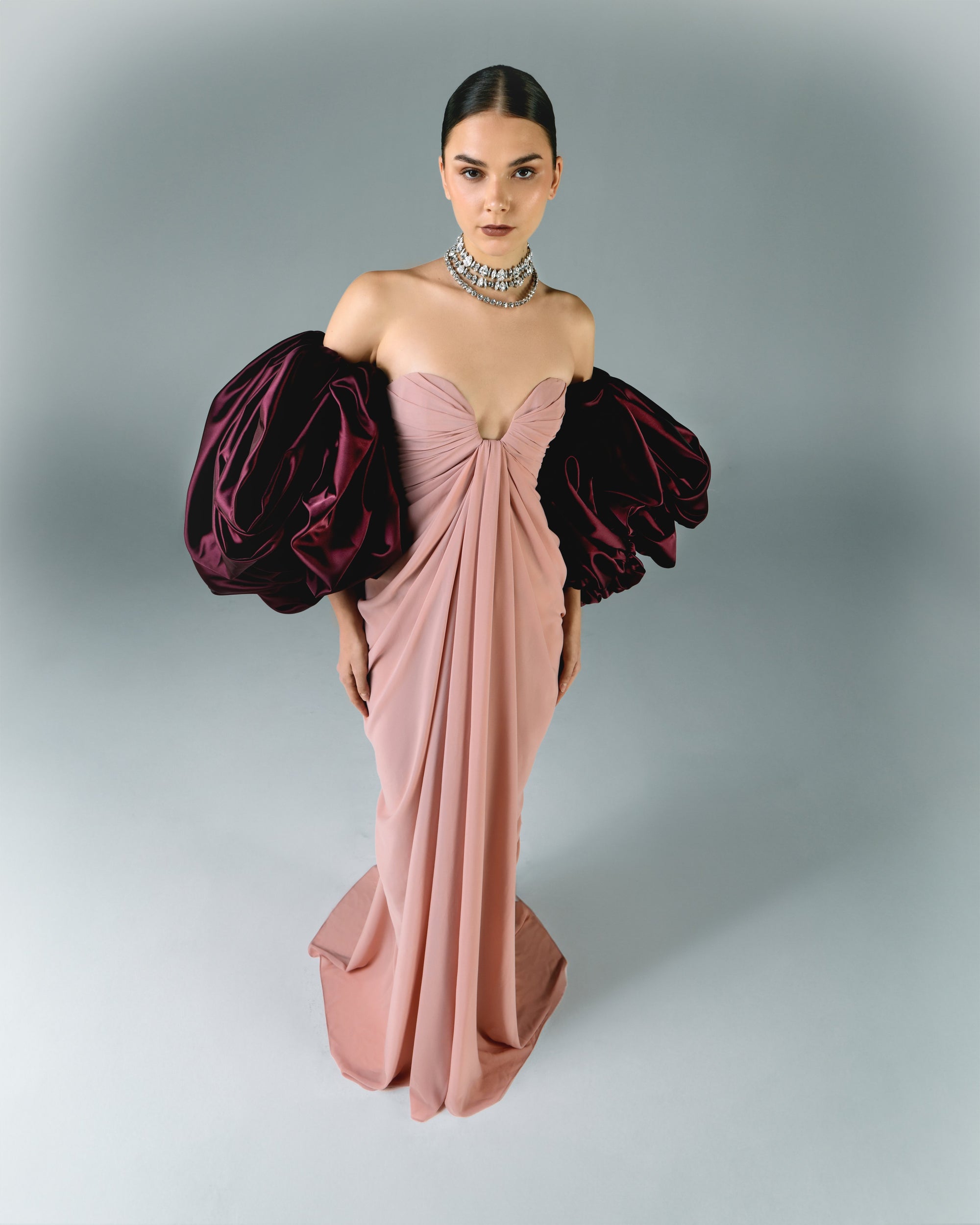 Draped Long Crepe Dress | Elio Abou Fayssal Draped Long Crepe Dress | Elio Abou Fayssal