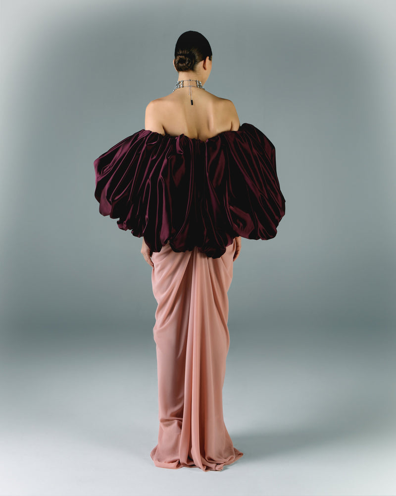 Satin Du Chesse Puffy Sleeves